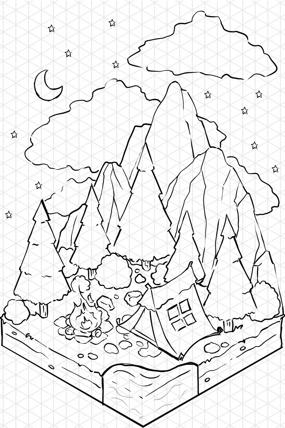 “Forest campfire” illustration by Bella
