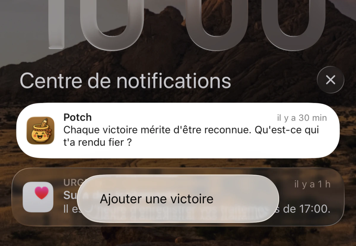 Example of a Potch notification on iPhone
